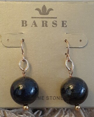 Studio Barse Bronze Blue Tiger's Eye Orb Sphere Shaped Earring Dangle Earrings-image