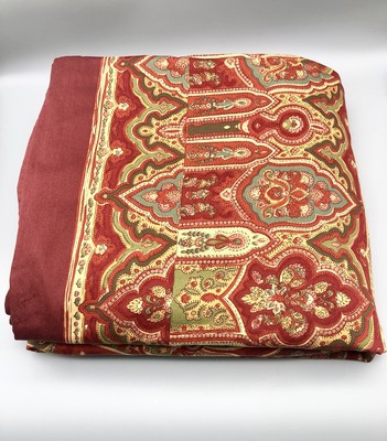 Pottery Barn Alice Red Paisley Duvet Cover King 100% Cotton Pattern Trim 2012-image