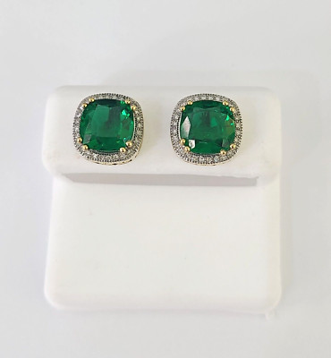 10k Yellow Gold Square Diamond Earrings Real Screw-Back Women Men studs-image