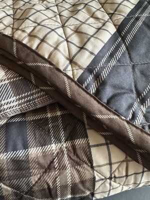 Madison Park Timber Quilt Set 3 Pc Full Queen Reversible Printed Plaid Brown-image