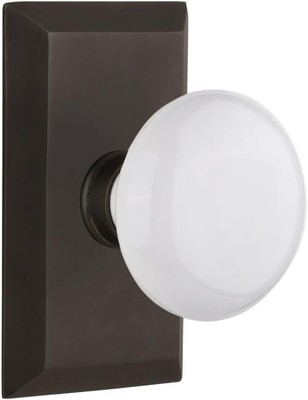 Warehouse Studio Plate & White Porcelain Door Knob-image