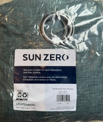 Sun Zero Lichtenberg Blackout Curtains, One Panel Pair 100x84 in. Blue/Green NEW-image