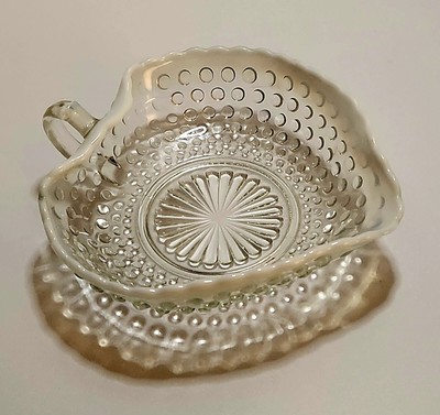 VTG Opalescent Moonstone Hobnail Glass Heart Shaped Candy Dish Bowl Bonbon 1940s-image