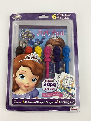 Disney Princess Art Pad 6 Princess -Shaped Crayons 1 Coloring Pad New-image