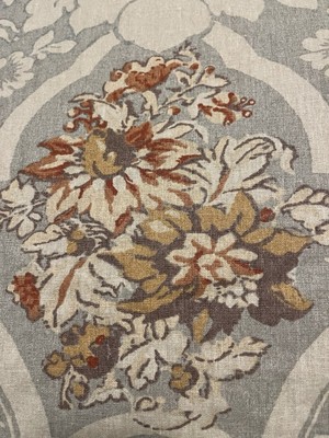 Pottery Barn Duvet Cover KING Camilla Floral Medallion Gray Linen Blend VINTAGE-image