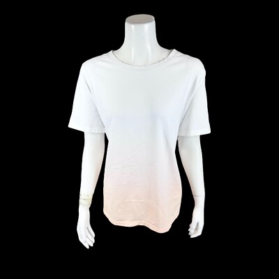 Denim & Co. Dip Dye Perfect Jersey Round Neck Knit Top Dusty Shell X-Large Size-image