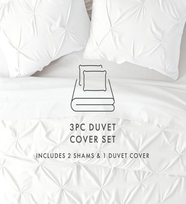 ienjoy Home 3 Piece Pinch Duvet Cover Set, Full/Queen- White - New in Package -image