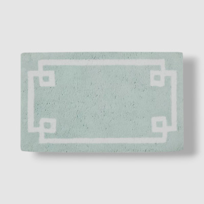 Madison Park Green Seafoam Geometric Cotton Tufted Bath Rug.-image