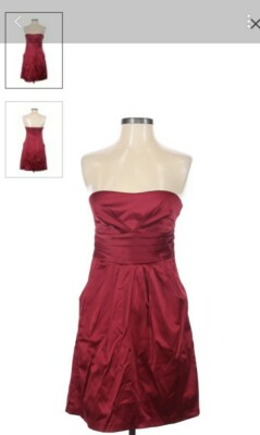 Studio Y Maroon Cocktail Dress Strapless Size 3-image