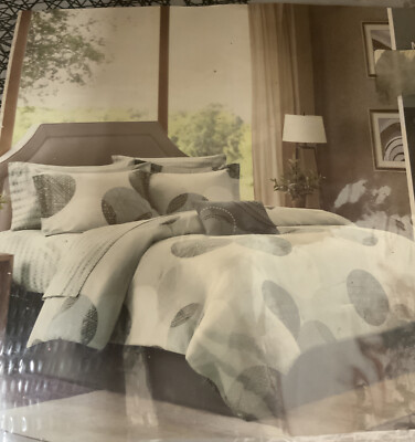🧷 Madison Park Essentials 7piece Bedding Set Twin🆕 Gray/white-image