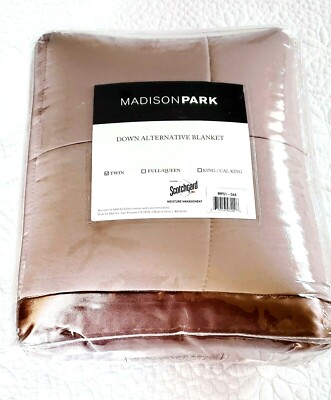 Blanket NEW Twin Brown Madison Park 68” x 90” Finished Ribbon Side All Sides -image