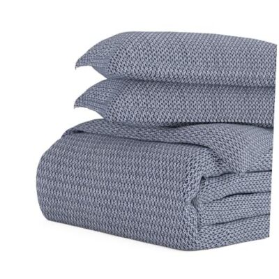  iEnjoy Home Hotel Collection Premium Ultra Soft Blue Diamond Pattern 3 Piece -image
