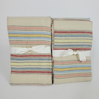 Pottery Barn Lance Tencel Linen Cabana Stripes Standard Sham Set of 2 NEW-image