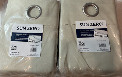 ⚡️Sun Zero Kenneth Blackout Grommet Curtain Panel - Cream 👉2 Lot👈-image