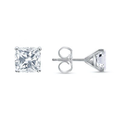 6 Ct Cushion Cut Created Diamond Earrings Studs Real 14K White Gold Martini Push-image