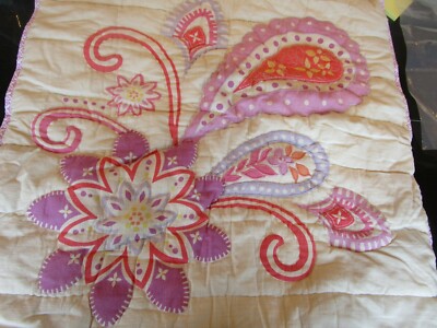 Pottery Barn Teen Paisley floral sham quilted Euro photo shoot sample -image
