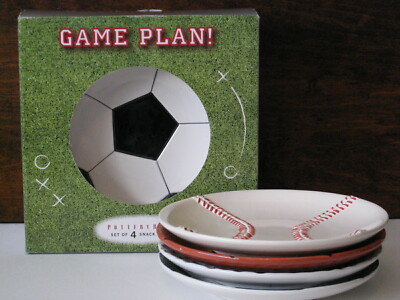 Pottery Barn Game Plan! Snack Plate Baseball Basketball Golf Soccer Individual-image