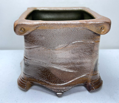 Vintage Studio Art Pottery Vase Pot ROBERT COMPTON SIGNED Raku Wood Fired Cache-image