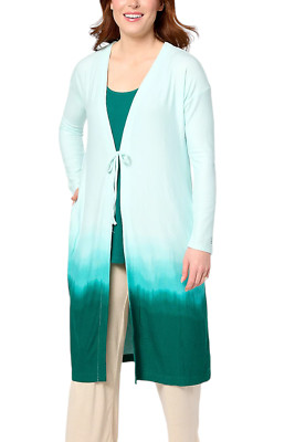 Cuddl Duds Seriously Soft Cardigan and Tank Set Green Dip Ombre-image