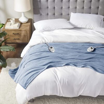 Serta Luxuriously Soft Plush Electric Blanket Fast Heating Cozy Cover, Safety...-image
