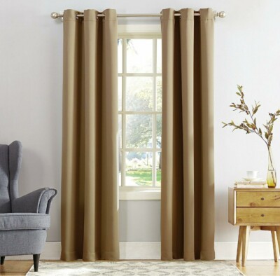 Sun Zero Blackout Grommet Curtain Panel Polyester Greenwich/Stone 40