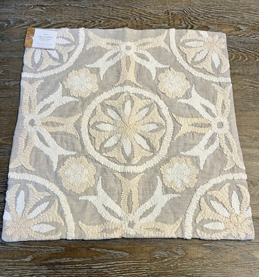 NWT Pottery Barn Floral Embroidered Pillow Cover - 20x20