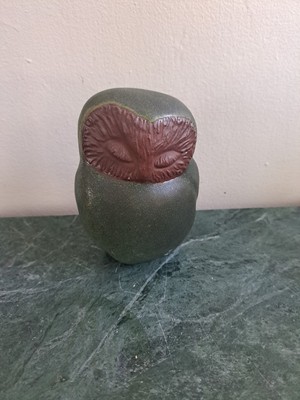 1970s Andersen Studio Maine Ceramic Stoneware Pottery Sleepy Owl 5