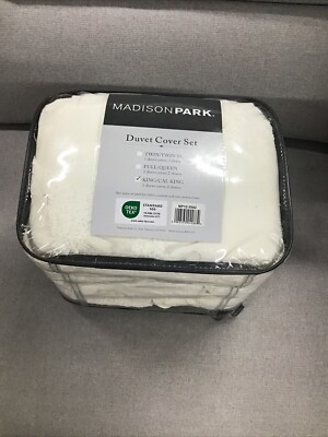 Madison Park Pacey 3 Piece Tufted Cotton Chenille Geometric Duvet Cover Set-image