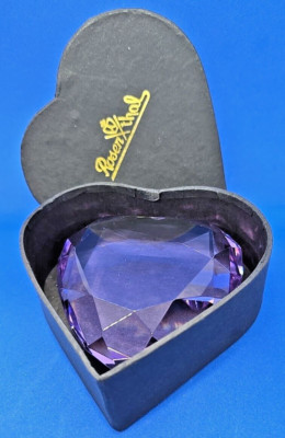 Rosenthal Lavender Heart-Shaped 3” Paperweight - Faceted 24% Lead Crystal IOB-image