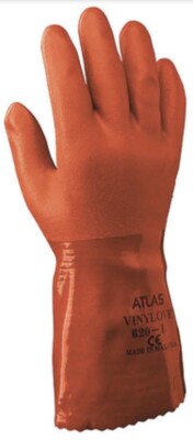 (12-Pair) Showa Chemical Resistant Gloves ORANGE 620L-09 LARGE Double Dipped-image