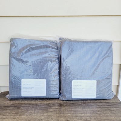 New 2 Pottery Barn Belgian Flax Linen Curtains Drapes Dark Gray 50x108 Blackout-image