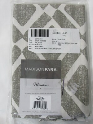 Madison Park Gray Diamond Window Valance 50x18 new-image