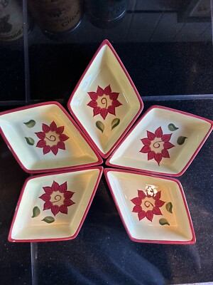 Pfaltzgraff Napoli 5 Piece Relish/ Snack Diamond Shaped Segmented Star Dishes-image