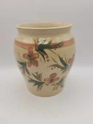 Lois Jaggard Ohio Art Studio Pottery Square Floral Vase planter Flowers Leaves-image