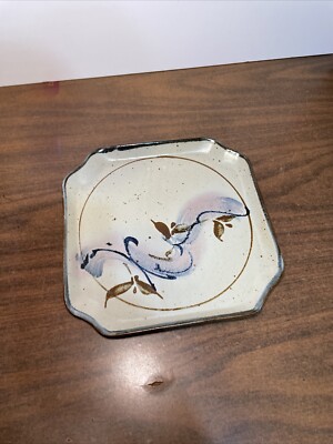 Signed Robin Cage Studio Pottery Stoneware  Platter or Tray 11” X 11”-image