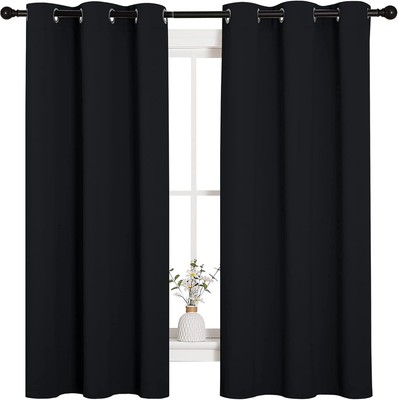 NICETOWN Halloween Pitch Black Solid Thermal Insulated Grommet Blackout-image
