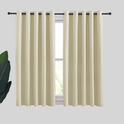 Room Darkening Curtain Panels for Cafe, Thermal Insulated Grommet Room Darken...-image