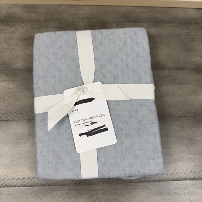 Pottery Barn Cotton Melange Quilted Pillow Sham King Chambray Read NWT-image