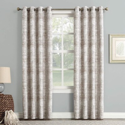 Sun Zero Darren Distressed Woven Jacquard Blackout Grommet Curtains 50