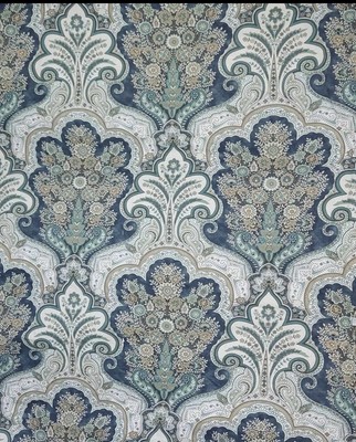 Pottery Barn Duvet Cover Jordana Paisley Blue Button Closure 88”x92”-image