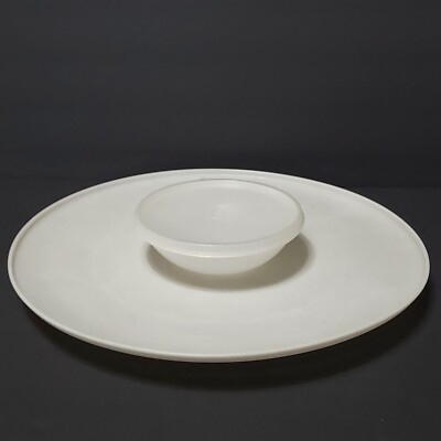 Vintage Tupperware 492 Dip & Serve Chip & Veggie Server Tray Bowl 491 & Lid 238-image
