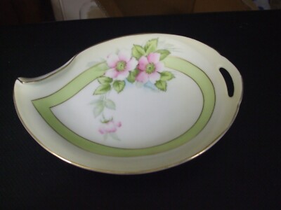 Vintage Germany PT Bavaria Floral Signed Studio Hand Painted Curled Edge Dish-image