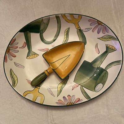 Clay Art Le Jardin Large Oval Serving Platter 17