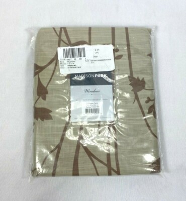 Madison Park Green Brown Tan Safari Vine-Print Rod-Pocket Curtain Panel, 50