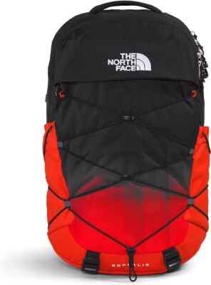 North Face Borealis Fiery Red Dip Dye Large Print/Tnf Black Backpack.-image