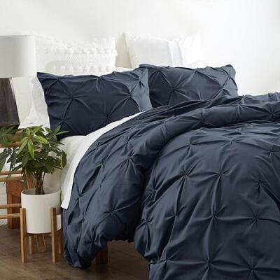 ienjoy Home Blue Ultra Soft Microfiber Pinch Pleat King/Cal King Duvet Cover Set-image