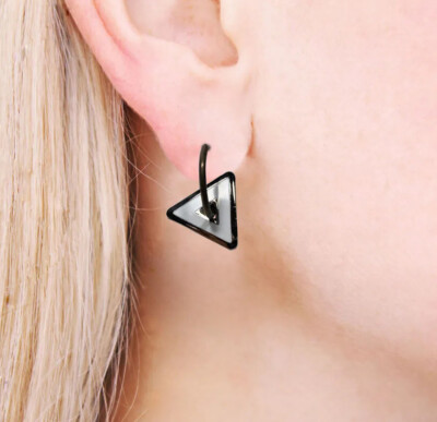 ACME Studio “White Triangle Black Square” Enamel Earrings By ADRIAN OLABUENAGA-image