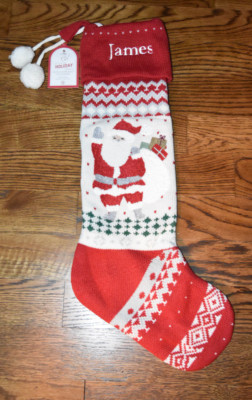 Pottery Barn Kids Santa Heirloom Knit Christmas Stocking James Monogram-image