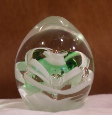 Studio Art Glass Green Egg Shaped 2.5