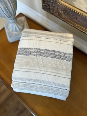 Pottery Barn Clayton Striped Cotton KING/CAL. KING Duvet Cover Neutral NWOT OB-image